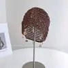 Gorro Tejido Calado Hecho a Mano Estilo Bohemio para Mujer, Gorro de Lana Transpirable para Verano con Borlas de Conchas, Gorro de Cabeza de Moda