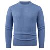 Outono e Inverno 2025 Cruzamento Simples Suéter de Tricô Camada Base Cor Lisa Trançado Gola Redonda Masculino Versátil Casual Jaqueta Suéter