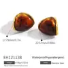 Pendientes Europeos y Americanos de Acero Inoxidable Estilo Maillard Retro Geométricos Cuadrado Triángulo Resina Ámbar Chapados en Oro de 18K
