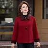 Elegante y moderno abrigo de lana para madre de mediana edad con botones de rana para mujer, versátil estilo nuevo de otoño e invierno, abrigo de lana de doble cara de corte ancho