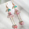 Flor de Lirio Cheongsam Estilo Chino Pendientes de Lirio del Valle Pinzas para Orejas Accesorios para Orejas Estilo Antiguo Hanfu Accesorios para Fotografía de Viaje Pendientes Nuevos