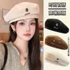 Nuevo gorro boina de lana con letra, sombrero de pintor moderno, cómodo y cálido para otoño e invierno, gorra retro artística para mujer con un ambiente artístico