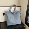 Bolsa de ombro única personalizada casual de grande capacidade em jeans para mulheres, bolsa tote versátil e moderna, bolsa de compras, bolsa de ombro única