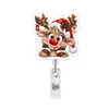 Carretel de Crachá Retrátil de Acrílico com Desenho de Rena e Guaxinim de Natal, Clipe de Lanyard para Enfermeira, Clipe Porta-Crachá de Identificação