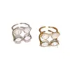 Anillo de Gafas de Zirconia y Nácar de Lujo Ligero para Mujer 2025 Nuevo Anillo de Dedo Índice de Gama Alta Anillo Apilable Ajustable de Nicho