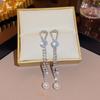 Pendientes de Borla de Lujo Accesible de Aguja de Plata S925 Verano Moda de Alta Gama Versátiles Elegantes Pendientes Llenos de Diamantes Pendientes Super Brillantes para Mujeres