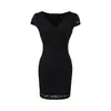 Vestido de encaje puramente sensual de manga corta para mujer, diseño de verano, elegante y chic, corte ajustado, entallado en la cintura, minivestido bodycon
