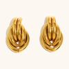 Aretes de Cadena Ovalada Transfronterizos Europeos y Americanos Acero Inoxidable Chapado en Oro de 18K Moda Elegante Nicho Lujo Accesible Aretes Personalizados para Mujeres
