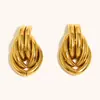 Europa y Estados Unidos temperamento de moda transfronterizo geométrico retro línea ovalada aretes acero inoxidable chapado oro 18K