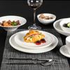 Nuevas Características Creativas Vajilla Nórdica Restaurante de Alta Gama Hotel Comercial Blanco Brillante Patrón Cerámico Platos y Juego de Platos