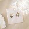 Set Sencillo Pequeño y Pequeño Estilo Coreano Aguja de Plata con Aretes de Mariposa con Goteo de Aceite Aretes de Perlas de Diamante Dulces y Delicados de Alta Gama