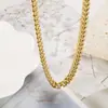 Collar Transfronterizo de Acero de Titanio Moda para Hombres y Mujeres Hip-Hop Cadena Cubana para Hombres Venta al por Mayor Europeo y Americano Dorado 50cm Joyería Popular