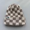 Comercio Exterior Otoño e Invierno Gorro de Punto Grueso para Mujer Gorro de Lana a Cuadros Estilo Coreano Combinable Casual Cálido Gorro con Puntera Gorro para el Frío