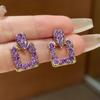 Aretes cuadrados coreanos de gota de agua con incrustaciones de diamantes para mujer, aretes de lujo ligero y alta gama, aretes para mujer al por mayor