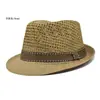 Nuevo Sombrero Fedora Pequeño para Hombre Sombrero de Playa de Verano Sombrero de Jazz Retro Británico Sombrero de Paja Transpirable de Malla para Vacaciones Sombrero para Padres e Hijos con Ala Enrollada