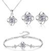 Lucky quatro folhas trevo colar pingente conjunto feminino verão casal pulseira bonito elegante folha azul orelha joias