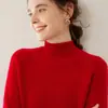 Suéter de cachemira marca Bai Cai Rong 2026 con mangas raglán, cuello semi alto, diseño versátil, corte holgado, suave y amigable con la piel