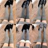 Medias gruesas grises para mujer otoño e invierno JK japonés calcetines negros hasta el muslo calcetines cálidos blancos por encima de la rodilla calcetines altos de encaje