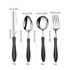 Juego de Cubiertos de Acero Inoxidable 304 con Mango de Madera para Alitas de Pollo, Cuchillo, Tenedor y Cuchara de Mesa Creativos para el Hogar, Set de Dos Colores para Filete Western