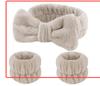 Faixa de Cabelo Transfronteiriça, Pulseira para Lavar o Rosto, Pulseira de Coral Fleece, Faixa de Cabeça Absorvente de Água para Lavar o Rosto, Conjunto de Três Peças de Pulseira