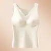 Otoño/Invierno 630 Lana Merino Cálido Satín Copa Trasera Sin Costuras Cómodo Chaleco de Almacenamiento de Calor Cepillado para Mujer Transfronterizo