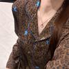 Pijama de Seda de Hielo para Mujer en Otoño e Invierno Retro Kt Cat Color Café de Alta Gama Pantalones de Manga Larga Ropa Casual para el Hogar Se Puede Usar Fuera del Traje