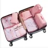 [Conjunto de Sete Peças] Bolsa de Cosméticos de Viagem Estilo Coreano Conjunto de Sete Peças Bolsa Organizadora de Roupas à Prova d'Água Sarja Conjunto de Sete Peças Espessado