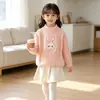 Suéter de Punto para Niña Otoño-Invierno Cuello Redondo Estilo Nuevo Capa Interior Abrigo Infantil Conejo Suave Elegante Cálido Superior para Niñas
