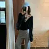 Cárdigan de punto fino para mujer, 60% lana, a rayas y color liso, estilo dos piezas falso, cuello en V, prenda exterior de punto suave y ajustada para primavera y otoño, para ir al trabajo