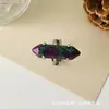 Anel de cristal rosa 8*31 coluna hexagonal dupla ponta incrustado jade ágata anel de amantes vivos processamento personalizado