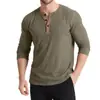 Ropa para Hombre Transfronteriza Otoño e Invierno 2025 Camisas Henley de Manga Larga Camisetas Retro para Hombre Europeas y Americanas Henleys de Tres Botones con Bloques de Color
