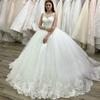 Vestido de Novia Europeo y Americano Comercio Exterior 2026 Nuevo Verano Aplique de Encaje Blanco Vestido de Baile con Cordones para Mujer Vestido de Novia con Cola Larga