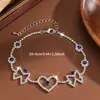 Tobillera con Forma de Corazón y Estrella de Diamante Brillante Estilo Europeo y Americano para Mujer, Incrustada con Zafiro, Versátil Joyería para el Pie de Vacaciones en la Playa Venta al por Mayor