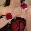 Manga de Pulso com Renda Rosa Manga Diablo Lolita Flor Rosa Lolita Manga Acessórios de Feriado