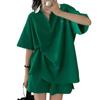 Traje Deportivo de Verano para Mujer 2026 Nuevo Estilo de Moda Camisa Polo Holgada de Manga Corta Pantalones Cortos Casuales Conjunto de Dos Piezas Moderno
