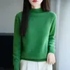 Suéter de malha feminino de gola semimang alta, corte solto, ready-to-wear transfronteiriço, novo suéter pullover de outono e inverno, versátil e popular