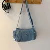 Bolsa jeans estilo preguiçoso para mulheres, bolsa almofada, bolsa transversal de ombro único casual, bolsa pequena para o dia a dia, bolsa versátil moderna e leve