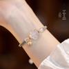 Pulseira de Ágata Branca Flor de Ameixa Estilo Chinês Ajustável Tecida Presente Jade Mármore Estilo Retrô Estilo Étnico