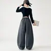 Pantalones de primavera y otoño para niñas 2026 nuevos pantalones casuales de trabajo de pierna recta de pierna ancha para estudiantes de secundaria