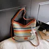 Bolso Tejido de Moda con Bloques de Color para Mujer 2026 Primavera Nuevo Estilo Ins Simple Casual Bolso Cubo Elegante Bolso de Hombro
