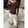 Sinan Início da Primavera Novo Estilo Ombro a Ombro Elegante Slim Fit Lã Ultrafina Misturada Tricô Camada Base Sn8592