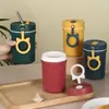 Taza de Desayuno para Estudiantes Taza Portátil de Gachas para Oficinistas con Cuchara Taza de Té Taza con Popote Antiderrames de Acero Inoxidable 304 Taza Práctica
