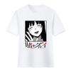 Camiseta de algodón de manga corta con diseño de serpiente de dos dimensiones y animación de "The Deep of Crazy Gambling" que rodea a una pareja de estudiantes.
