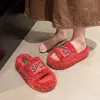 Pantuflas de felpa para mujer para exteriores 2026 otoño e invierno nuevas estilo coreano de suela gruesa para aumentar la altura versátiles antideslizantes de algodón esponjoso