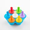 Caixa de suplemento alimentar de picolé de silicone com 7 furos, bandeja de gelo, caixa de gelo doméstica para crianças, fábrica de moldes de picolé de bolo de sorvete coloridos DIY