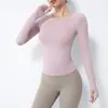 Entrega Directa de Fábrica Camiseta de Yoga de Manga Larga para Mujer, Cuello Redondo, Secado Rápido, Corte Ajustado, Transpirable, Estampado de Letras para Correr, Camiseta de Entrenamiento Fitness