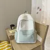 Mochila feminina estilo ins coreano, color-blocking, estilo college Harajuku, adequada para alunos do ensino fundamental II e médio, para viagens e passeios