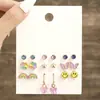 Pendientes Dulces y Elegantes Transfronterizos, Pendientes Pequeños de Mariposa, Pendientes Redondos de Colores Modernos y Versátiles, Pendientes de Botón, Accesorios para Orejas, Pendientes