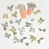 Nova Arte de Unhas Tendência Borboleta Acessórios Dourados Luxo Leve Tridimensional Versátil Laço Metal Folha de Ouro Decoração de Unhas