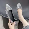 Zapatos de Noche Sexy Versátiles con Lentejuelas y Punta Fina, Zapatos Planos de Moda Elegantes Estilo Francés para Mujer, Nuevos para Primavera y Otoño 2025